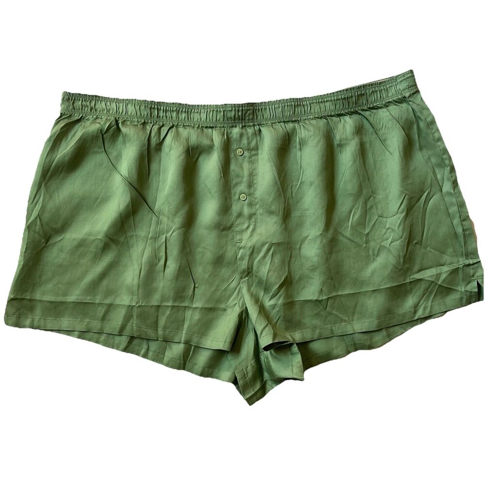 Victoria Secret PINK 100% Tencel Pajama Short Size XXL 2XL Green Silk Boxer NWOT